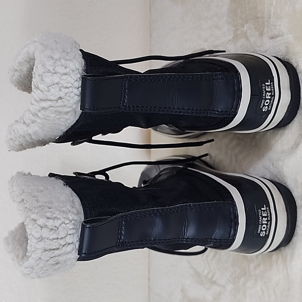 Sorel Black & White Furry Winter Carnival Waterproof Boots - Picture 5 of 9